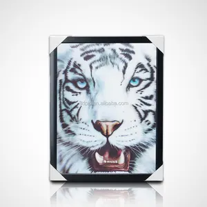 พลาสติก lenticular สีขาว Tiger 3D Moving โปสเตอร์