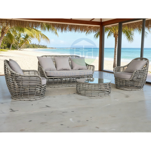 New Design Outdoor Furniture Waterproof Hotel Villa Leisure 4 Piece Semicircle <b>Rattan</b> Patio Garden Set - Product Image 4