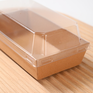 Cajas de postres Cajas cuadradas de charcutería con tapas de plástico transparente Caja de papel Kraft para tarta de queso Sándwich <span class=keywords><strong>Hamburguesas</strong></span> Pan <span class=keywords><strong>Donuts</strong></span> - Product Image 5