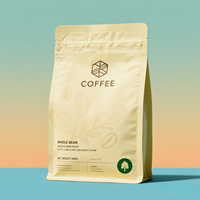 Sachet de café imprimé sur mesure à huit soudures latérales avec valve et fermeture éclair pour l'emballage de grains de café fraîchement torréfiés