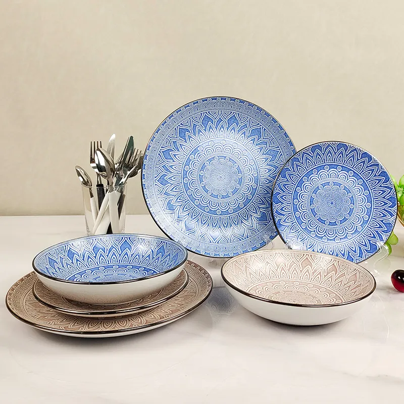 Set di stoviglie per 6 persone in ceramica piatti cena Set stoviglie di lusso alla rinfusa