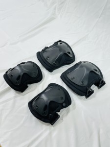 Ensemble de protections genoux et coudes Galaxy Tactical noires à coque rigide réglables, durables, anti-impact, équipement de protection de remplacement pour l'extérieur - Product Image 1