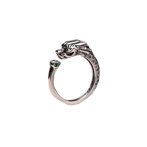 Bague Vintage en Argent avec Tête de Dragon Sculpté, Ouverture Réglable, <span class=keywords><strong>Goth</strong></span>, Rétro Animal Anneaux Hip Hop Plaqué Argent pour Femmes et Hommes - Product Image 2