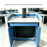 Bureau d'ordinateur de bureau à assembler avec écran de moniteur LCD motorisé escamotable pour salle de classe multimédia