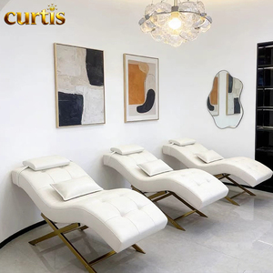 Lit d'esthéticienne pour extensions de cils rose moderne de luxe, chaise de <span class=keywords><strong>salon</strong></span> de beauté rose incurvée pour les sourcils, table de soins esthétiques - Product Image 3