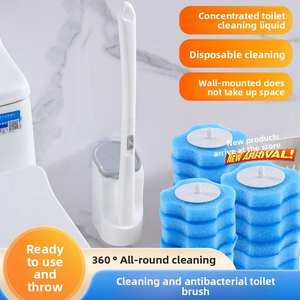 <span class=keywords><strong>Brosse</strong></span> de Toilette Jetable en Plastique, Facile à Nettoyer, Accrocher, Sans Coin Mort, Ménage Mural, Salle de Bain, 1 Set - Product Image 5