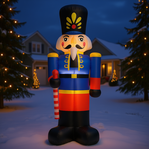 Soldat Casse-Noisette Gonflable de 2,4 m avec Sceptre, Décoration de Jardin de Noël Extérieure, Éclairage LED, Décorations de Fêtes, Matériau PVC - Product Image 2