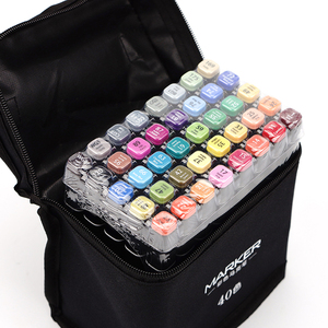 Fabricant Ensemble <span class=keywords><strong>de</strong></span> stylos marqueurs à base d'alcool <span class=keywords><strong>Encre</strong></span> indélébile Multi Color Sketch Dual Tips Marker Pens with Canvas Bag - Product Image 4