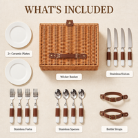 Panier de pique-nique en osier fait main, nouveau design, multifonctionnel, durable, idée cadeau parfaite, produit très demandé