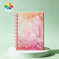 Organiseur à anneaux spirale A5 B5 A4 avec couverture en PVC, options multicolores, pages lignées vertes, 50 feuilles