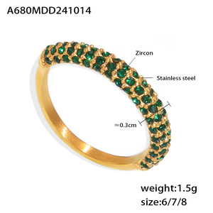 Moda De Luxo Dazzling Zircon Anéis Mulheres Elegantes Jóias Francês Vintage Aço Inoxidável PVD Chapeamento Anéis - Product Image 6