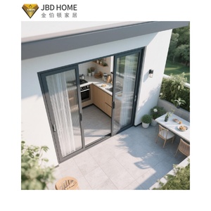 Système de porte coulissante en verre en alliage d'aluminium moderne, charnières cachées, isolation acoustique, guide au sol, intégration murale sans couture pour l'intérieur - Product Image 4