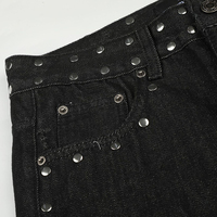 Pantalons pour hommes et femmes de style américain avec rivets métalliques robustes et design patchwork tendance, pantalons en jean déchirés pour hommes