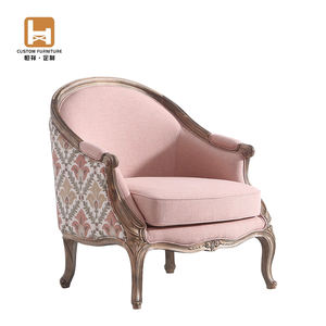 <span class=keywords><strong>Fauteuil</strong></span> de salon en bois rétro américain avec tissu imprimé <span class=keywords><strong>rose</strong></span>, durable, écologique, personnalisable pour la maison, le bureau, la villa, l'hôtel, l'appartement - Product Image 1