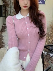 Maglione coreano lavorato a maglia piccolo <span class=keywords><strong>Cardigan</strong></span> da donna primavera e autunno sottile e sottile con fondo di nicchia - Product Image 5