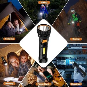 Lampe torche solaire portable ultra-lumineuse à LED en ABS, étanche, rechargeable par USB, portative avec une visibilité de 100-200 m - Product Image 5
