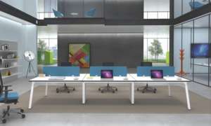 Producto Popular, Muebles de Oficina Modernos y Duraderos, Estación de Trabajo Modular de Madera de 2/4 Plazas con Pantalla de Mesa, Mesa Portátil para Computadora Portátil - Product Image 3