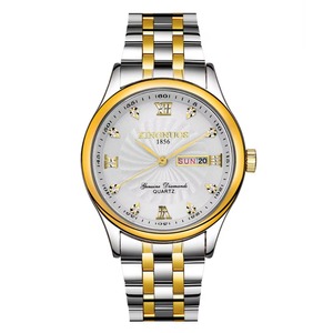 Montre de luxe pour homme en acier inoxydable, étanche, avec double calendrier, bracelet en cuir, mouvement à quartz. - Product Image 2