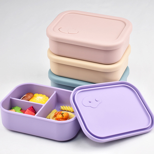 Cute 3 Compartments Plastic <b>Lunch</b> <b>Box</b> With Lid Portable Bpa Free For Children Rectangle Single Tier 1-3L Capacity - Product Image 4