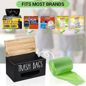 Support de sac poubelle en <span class=keywords><strong>bois</strong></span> Distributeur de sac poubelle <span class=keywords><strong>mural</strong></span> avec couvercle Support de sac poubelle en <span class=keywords><strong>bois</strong></span> - Product Image 5