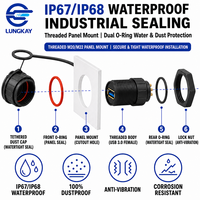 Kabel Ekstensi USB 3.0 LUNGKAY Manufacturer Custom M2 Knurled Screw Locking USB-C Male ke IP68 Waterproof Threaded Panel Mount