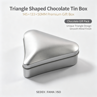 Boîte en étain triangulaire écologique en matériaux recyclés, qualité alimentaire, pour chocolat/bonbons/en-cas, impression de logo personnalisée