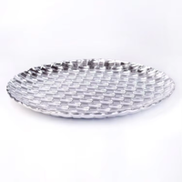 Assiette de service en verre tissé argenté électrolytique, technique de cuisson au four, motif incrusté d'or, cadeau d'affaires écologique