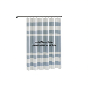 Rideau de douche traité en PEVA, design minimaliste, adhérence améliorée, utilisation en salle de bain - Product Image 1