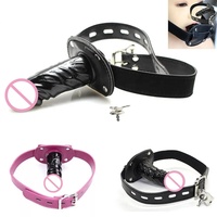 Bouchon de pénis en silicone godes bouche ouverte bâillon avec boucles de verrouillage harnais en cuir Bondage BDSM jouets sexuels pour Couple jeu de sexe pour adultes