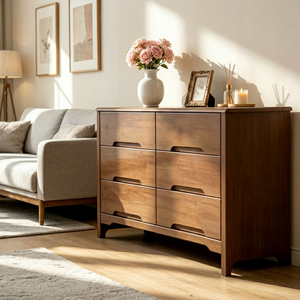 Modern Solid Wood <b>6</b>-<b>Drawer</b> Living Room Cabinet Minimalist Storage Furniture for Home Use - Product Image 1