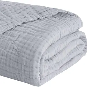 100% selimut lempar katun Untuk sofa 4 lapisan selimut kasa bernapas semua musim selimut katun lembut dan ringan dicuci