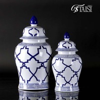 Vente en gros d'urnes en céramique antiques pour la décoration intérieure Pots à gingembre Vases anciens en porcelaine bleue et blanche pour fleurs