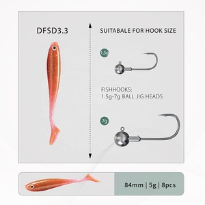 Kingdom — lot d'appâts souples 3D pour la pêche, pack de leurres en PVC pour attraper des poissons, en Silicone, pour pêcher longue distance, queue de pagaie, 4 bars, en Stock, DFSD3.3, 8 pièces par sac - Product Image 3