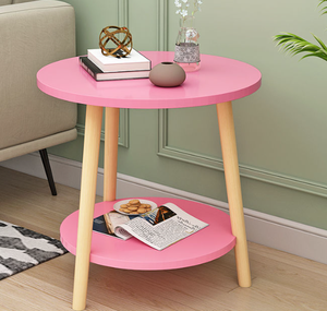 Mesa auxiliar de madera para sala de estar, mesa de centro con bandeja redonda y pata de madera sólida, moderna, escandinava, precio de fábrica - Product Image 4