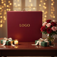 Boîte pliante magnétique avec logo personnalisé en feuille d'or, boîte rigide extra large de couleur bordeaux de qualité supérieure avec poignée