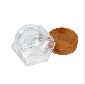 <span class=keywords><strong>Vaso</strong></span> di vetro esagonale con coperchio in legno ermetico Gel <span class=keywords><strong>per</strong></span> capelli cibo <span class=keywords><strong>per</strong></span> bambini burro contenitore di vetro - Product Image 4
