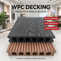 Planches de terrasse WPC co-extrudées, résistantes aux fissures, antidérapantes, creuses, à grain de bois 3D en relief, rainurées, avec système de fixation double clic pour balcon et jardin