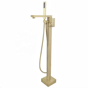 Rubinetto <span class=keywords><strong>per</strong></span> <span class=keywords><strong>vasca</strong></span> <span class=keywords><strong>da</strong></span> <span class=keywords><strong>bagno</strong></span> a pavimento Forever Brass moderno termostatico con doccia a pioggia, maniglia singola, soffione doccia quadrato e valvola in ceramica - Product Image 5