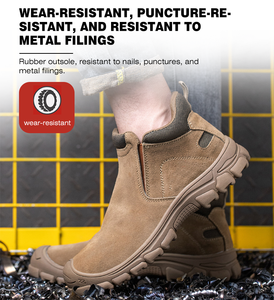 حذاء رياضي من الجلد الطبيعي المقاوم للماء S3 مضاد للبكتيريا أحذية عمل من الفولاذ أحذية السلامة الصناعية للرجال - Product Image 3