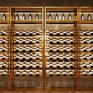Modern Luxury Gold Bar Wine <b>Cabinet</b> <b>Storage</b> Metal Red Shelf Mhwr-001, Mhwr-002 Metal Wine <b>Cabinet</b> - Product Image 2
