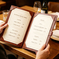 Porte-menu en cuir véritable de qualité supérieure A4 avec attache, dossier personnalisé pour menu de boissons, hôtel, café, restaurant, restauration, vente en gros, marque V-ding