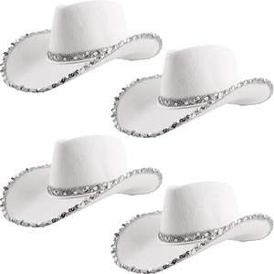 Casquettes de Cowboy chapeaux de fête chapeau de Cowboy occidental Performance de fête avec des paillettes de cristal embellies déguisements accessoires casquette pour hommes - Product Image 6
