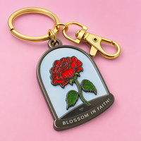 Individueller Rosen-Schlüsselanhänger Metall-Emaille-Charm Schlüsselring Beschichtet als Souvenir Reisegeschenk Großhandel Bulk Individuelles Logo Schlüsselanhänger-Set