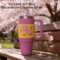 Sangle en silicone mignonne avec nœud pour gobelet isotherme de 40 oz - Accessoires de bar décoratifs et protecteurs écologiques