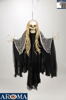 Décorations d'Halloween : Grimouettes et squelettes suspendus avec yeux clignotants et voix effrayante, figurines animatroniques d'Halloween