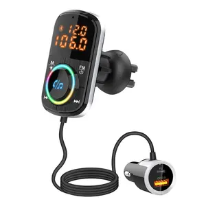 Hoge Kwaliteit BT5.0 Kleurrijke Sfeer Led Dual Display Fm-zender Auto Mp3 Speler