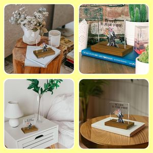 Letrero Decorativo de Acrílico y Madera para Escritorio con Diseño de Corona Floral, Frase de Amor y Cuidado Personal, Forma Rectangular, Amate a Ti Mismo - Product Image 5
