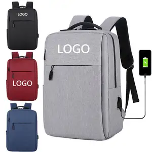 Unisex Nieuwe Computer Rugzak Laptop Tas Oxford Stof Rits Aangepaste Logo Cadeau Rugzak Business Schooltas Met Usb