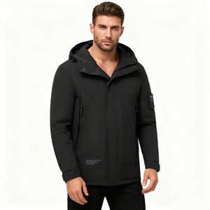 Veste imperméable coupe-vent à fermeture éclair pour homme, blanche, chaude, à capuche, pour l'hiver, décontractée, non tissée, grande taille, écologique - Product Image 2