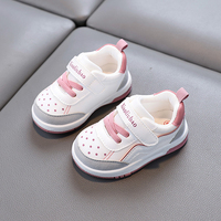 Chaussures basses décontractées pour enfants printemps-automne, style baskets blanches à pois, fermeture auto-agrippante, tige en cuir microfibre